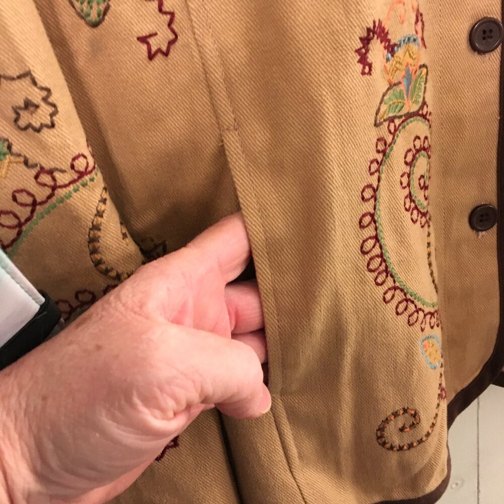 Denim & Co. Tan Embroidered Jacket - Picture 4 of 6
